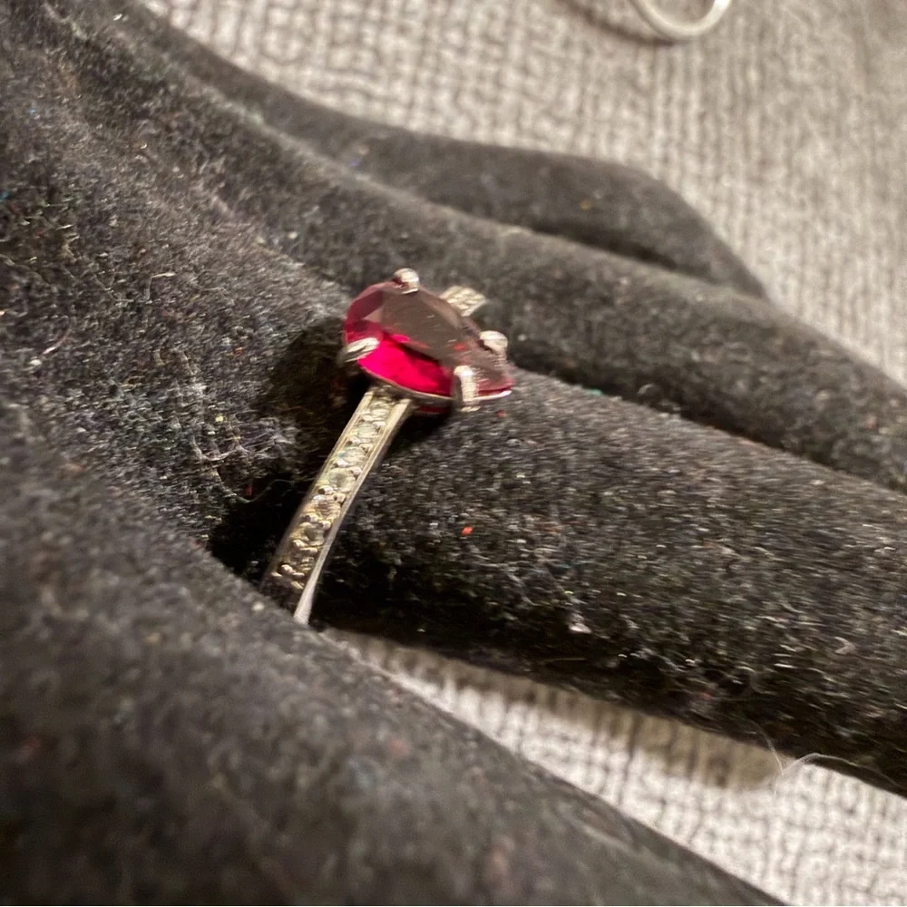 Silver and Red Garner Gemstone Ring